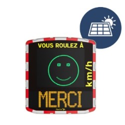 Radar informativ reducere viteza alimentare panou solar si afisaj fata vesela/ trista si mesaj text (portocaliu)